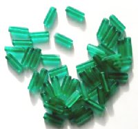 50 5x15mm Transparent Matte Emerald Glass Rectangle Beads